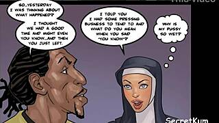 Με χτυπάει η μαύρη αφοσίωση, βλέποντας την καλόγρια με μεγάλο κώλο να πιπιλίζει τεράστιο πούτσο