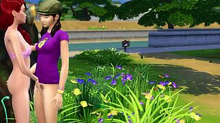 Lésbicas Fazem Cunilíngua e Mergulho na Buceta ao Ar Livre no Parque