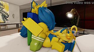 귀여운 퍼리 뉴비 커플이 현대 로블록시안 집에서 세게 박아, 너무 귀여워